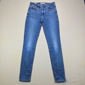 Levis‎ 721 Big E Jeans High Rise Skinny Stretch Medium Blue Denim Womens 29x32